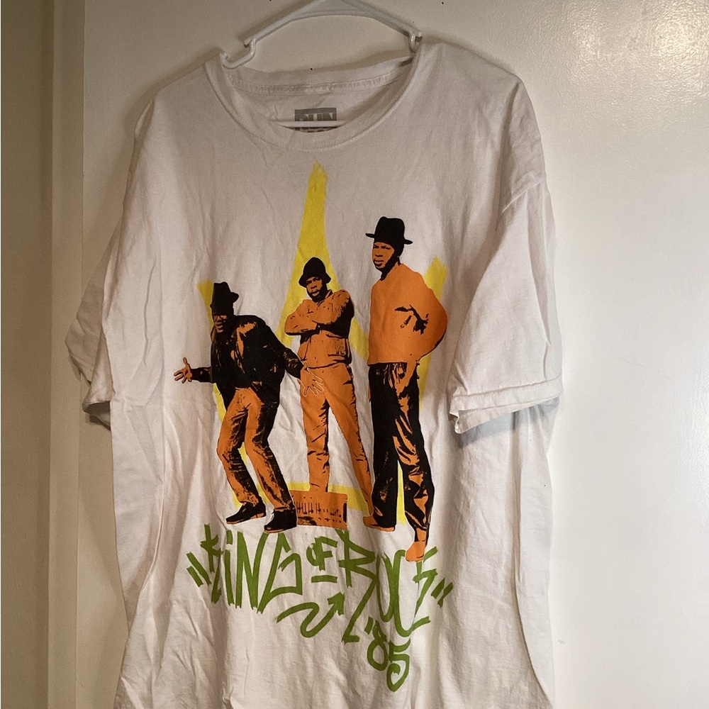 White Graphic Tee with Hip-Hop Design Run DMC